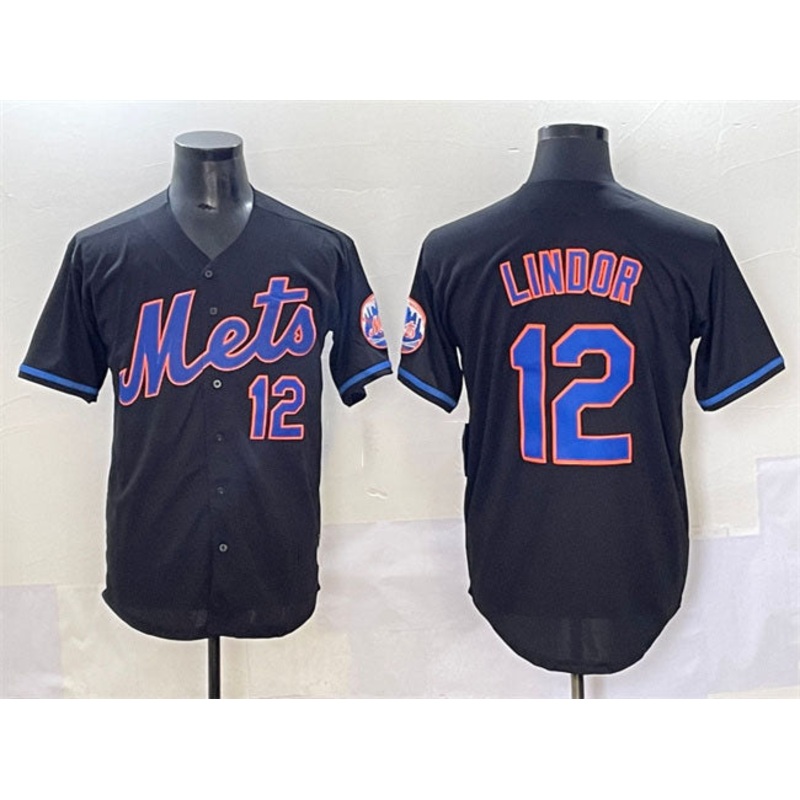 New York Mets #12 Francisco Lindor Black Alternate Limited Stitched Baseball Jersey