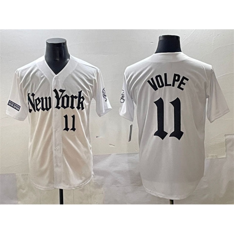 New York Yankees #11 Anthony Volpe White ‘Gothic Legacy Edition’ Vapor Premier Limited Stitched Baseball Jersey 2
