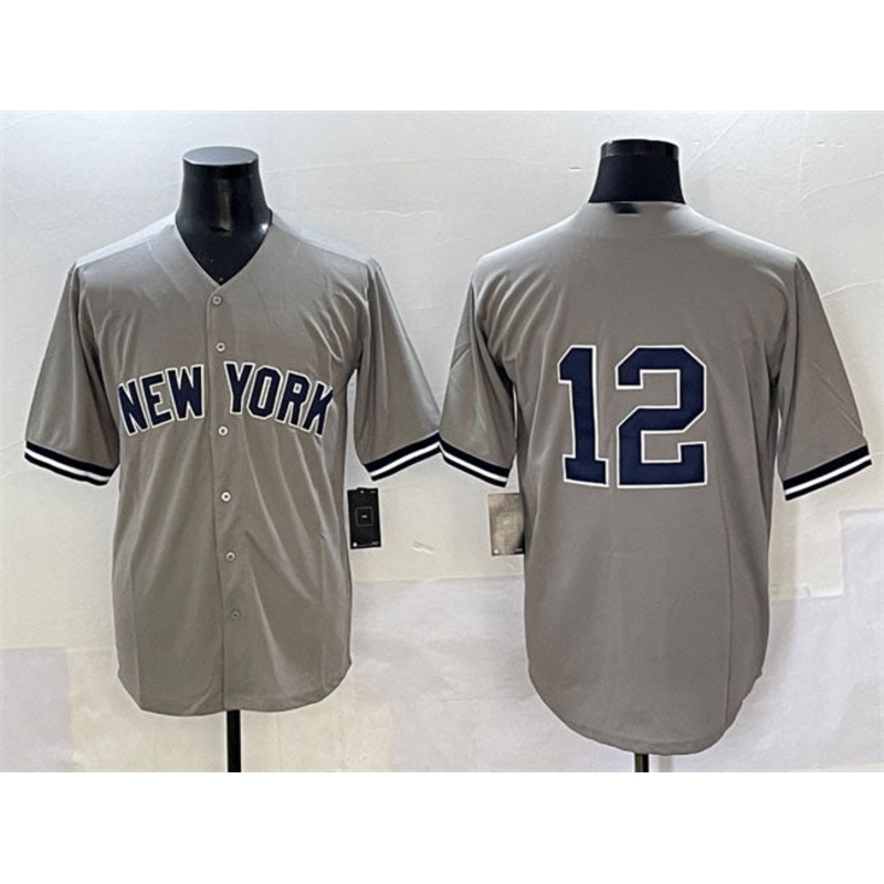 New York Yankees #12 Trent Grisham Grey Cool Base Stitched Baseball Jersey