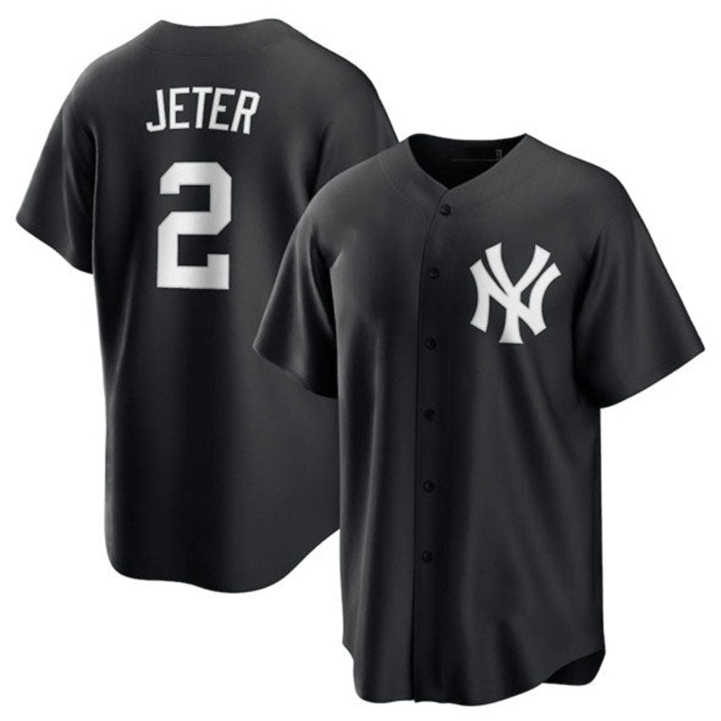 New York Yankees #2 Derek Jeter Black Lights Out Limited Stitched Baseball Jersey