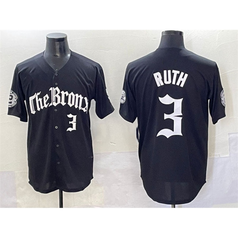 New York Yankees #3 Babe Ruth Black ‘Gothic Legacy Edition’ Vapor Premier Limited Stitched Baseball Jersey