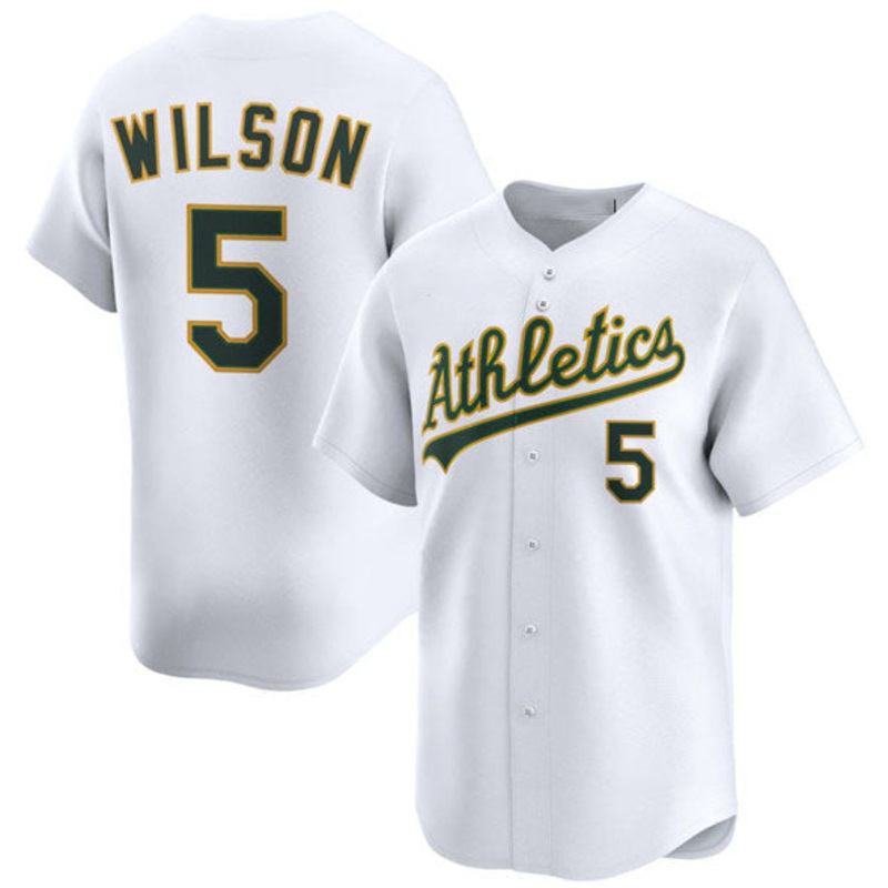 Oakland Athletics #5 Jacob Wilson White 2024 Home Limited Stitched Baseball Jersey