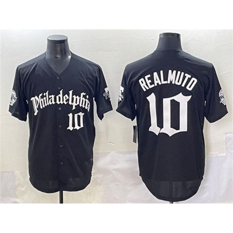 Philadelphia Phillies #10 J.T. Realmuto Black Gothic Vapor Limited Stitched Baseball Jersey