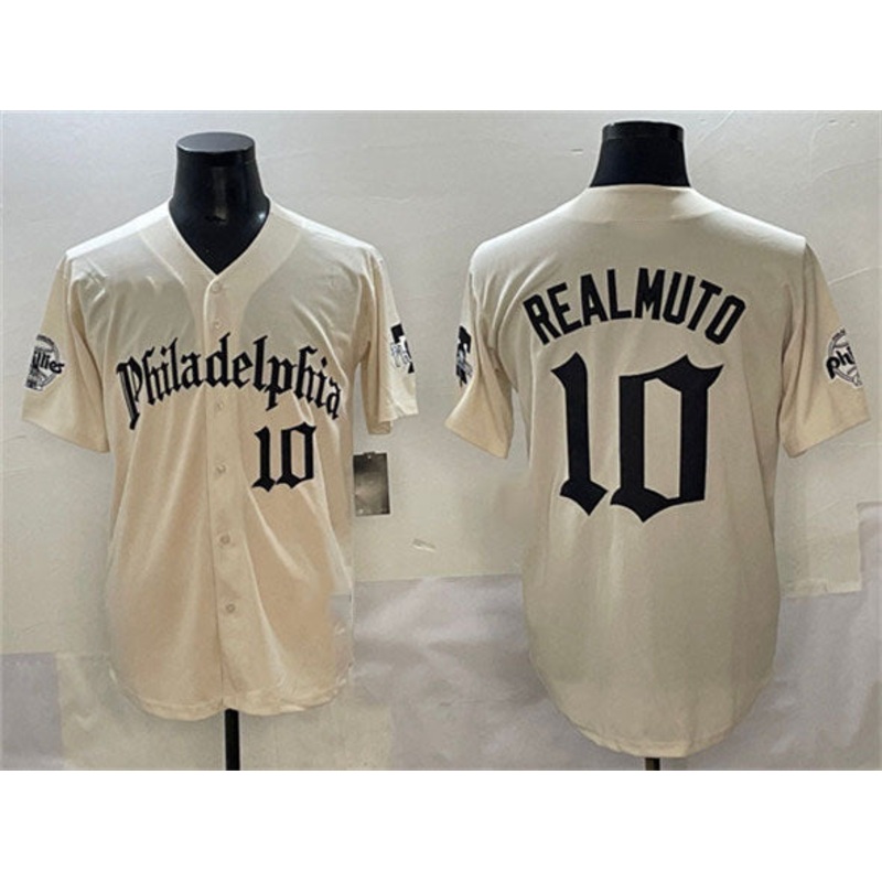 Philadelphia Phillies #10 J.T. Realmuto Cream Gothic Vapor Limited Stitched Baseball Jersey