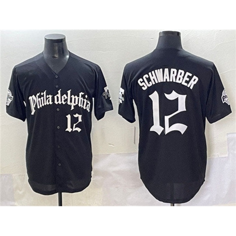 Philadelphia Phillies #12 Kyle Schwarber Black Gothic Vapor Limited Stitched Baseball Jersey