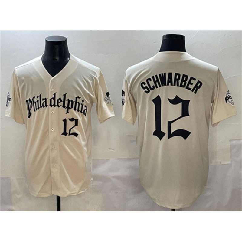 Philadelphia Phillies #12 Kyle Schwarber Cream Gothic Vapor Limited Stitched Baseball Jersey
