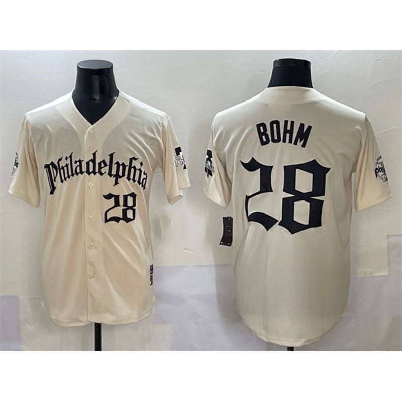 Philadelphia Phillies #28 Alec Bohm Cream Gothic Vapor Limited Stitched Baseball Jersey
