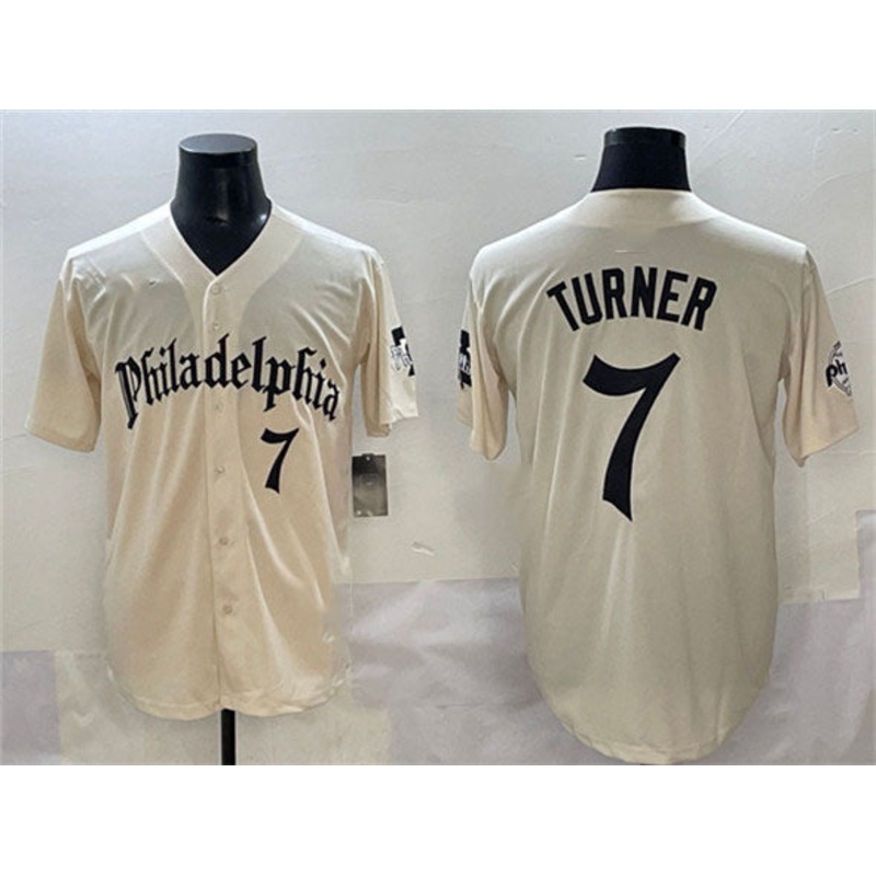 Philadelphia Phillies #7 Trea Turner Cream Gothic Vapor Limited Stitched Baseball Jersey