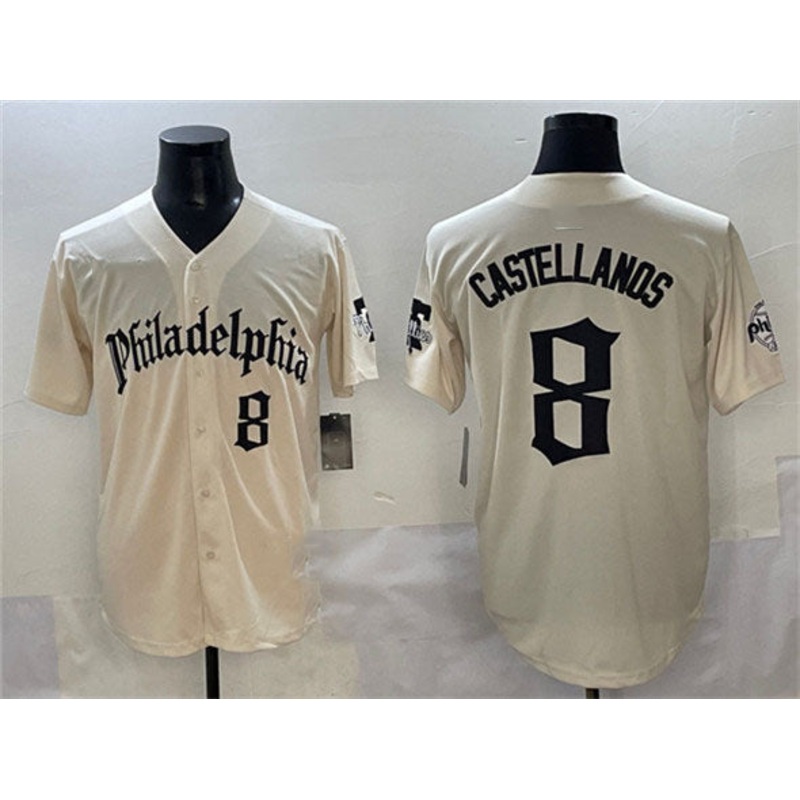 Philadelphia Phillies #8 Nick Castellanos Cream Gothic Vapor Limited Stitched Baseball Jersey
