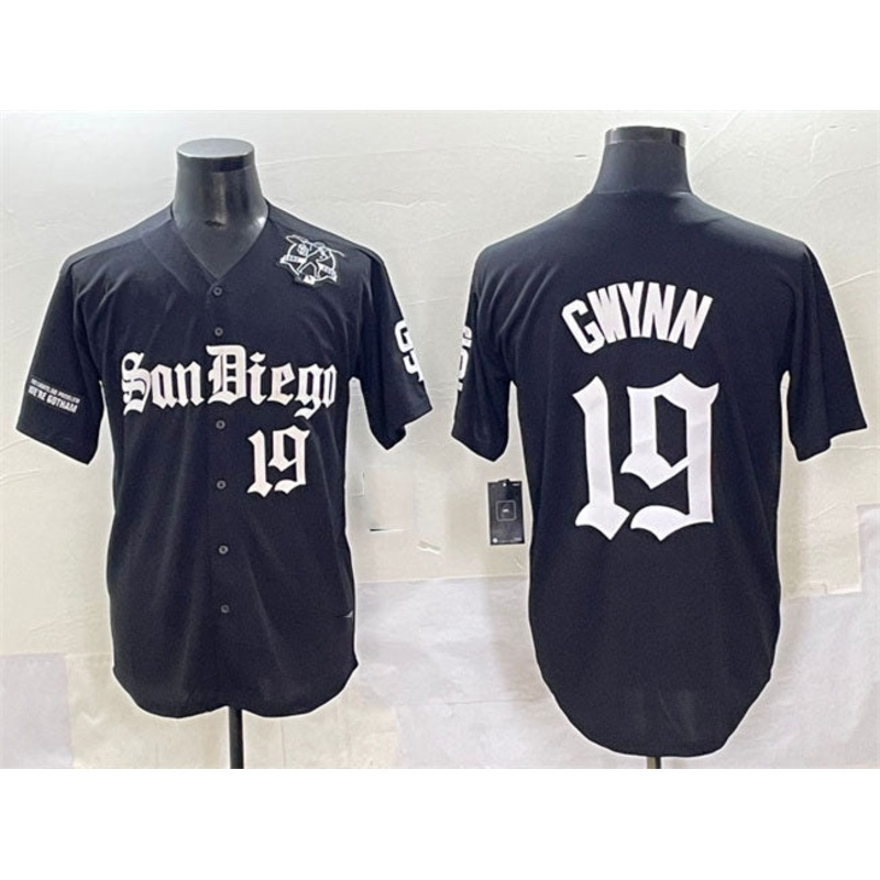 San Diego Padres #19 Tony Gwynn Black Gothic Edition Vapor Limited Stitched Baseball Jersey