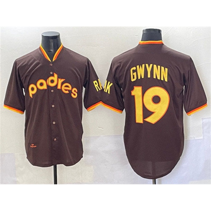 San Diego Padres #19 Tony Gwynn Brown Throwback Stitched Baseball Jersey