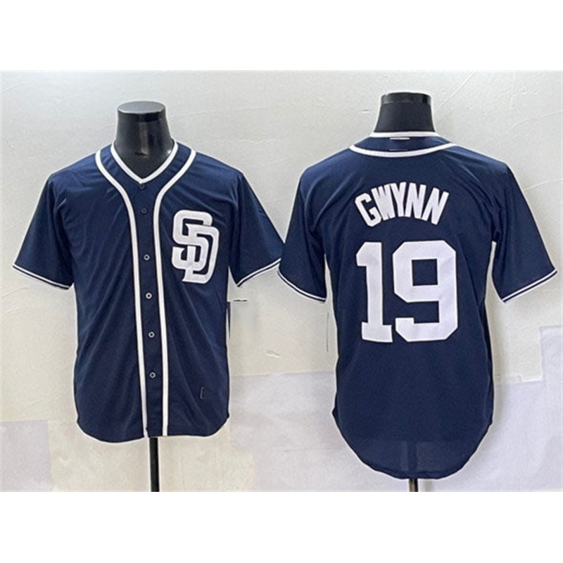 San Diego Padres #19 Tony Gwynn Navy Cool Base Stitched Baseball Jersey