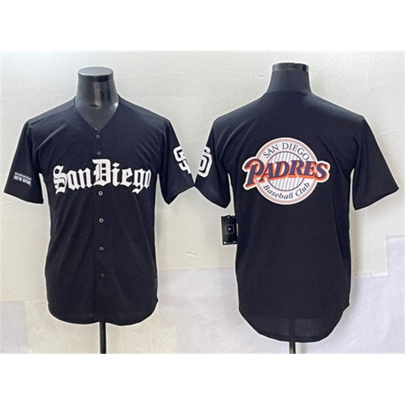 San Diego Padres Team Big Logo Black Gothic Edition Vapor Limited Stitched Baseball Jersey