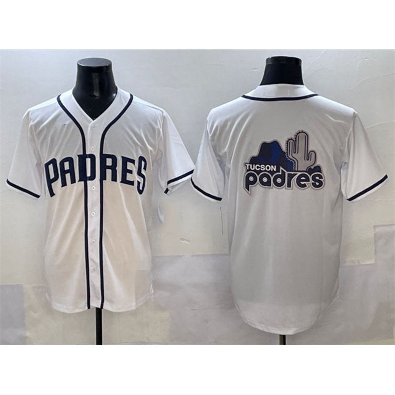 San Diego Padres Team Big Logo White Cool Base Stitched Baseball Jersey
