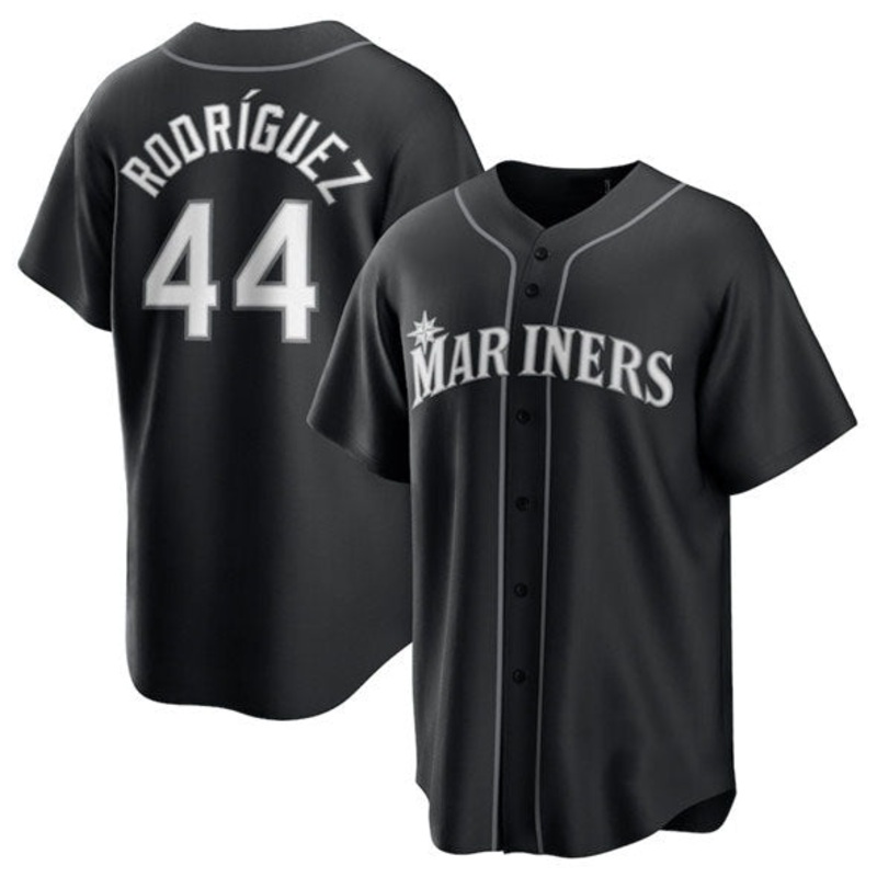 Seattle Mariners #44 Julio Rodrguez Black Lights Out Limited Stitched Baseball Jersey