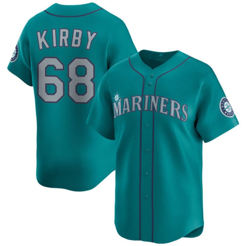 Seattle Mariners #68 George Kirby Aqua Limited Stitched Baseball Jersey