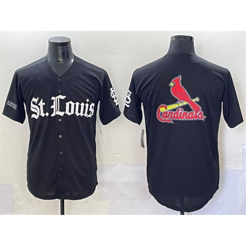 St. Louis Cardinals Team Big Logo Black ‘Gothic Legacy Edition’ Vapor Premier Limited Stitched Baseball Jersey