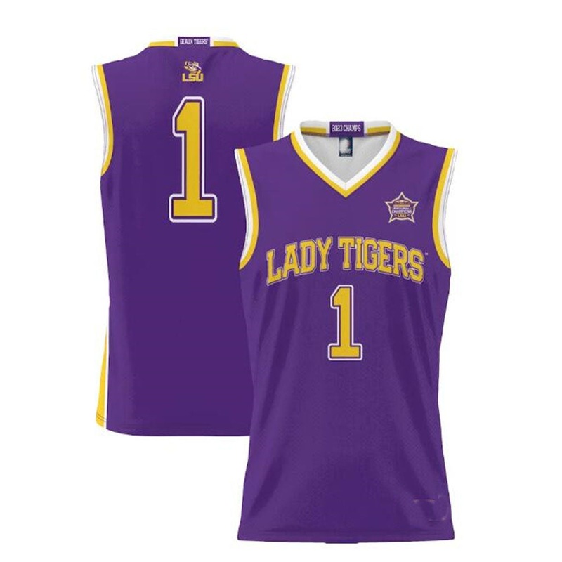 #1 L.Tigers ProSphere 2023 Basketball National Champions Basketball Jersey – Purple Stitched American College Jerseys