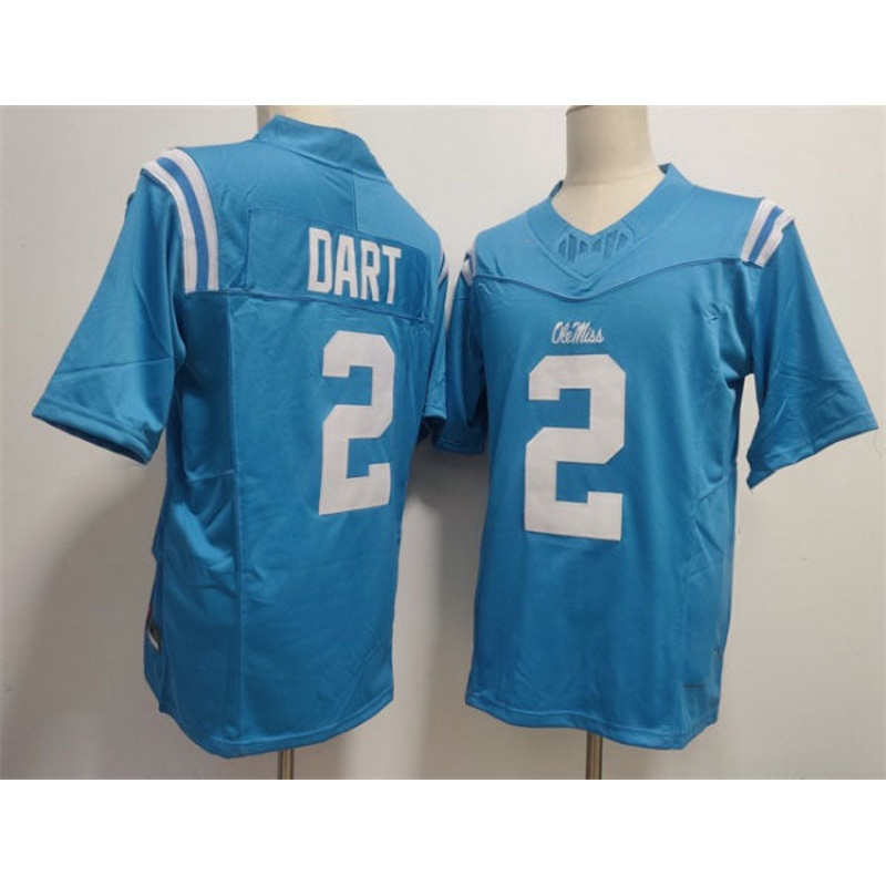 O.Miss Rebels #2 Jaxson Dart Powder Blue F.U.S.E. Stitched Football American College Jerseys
