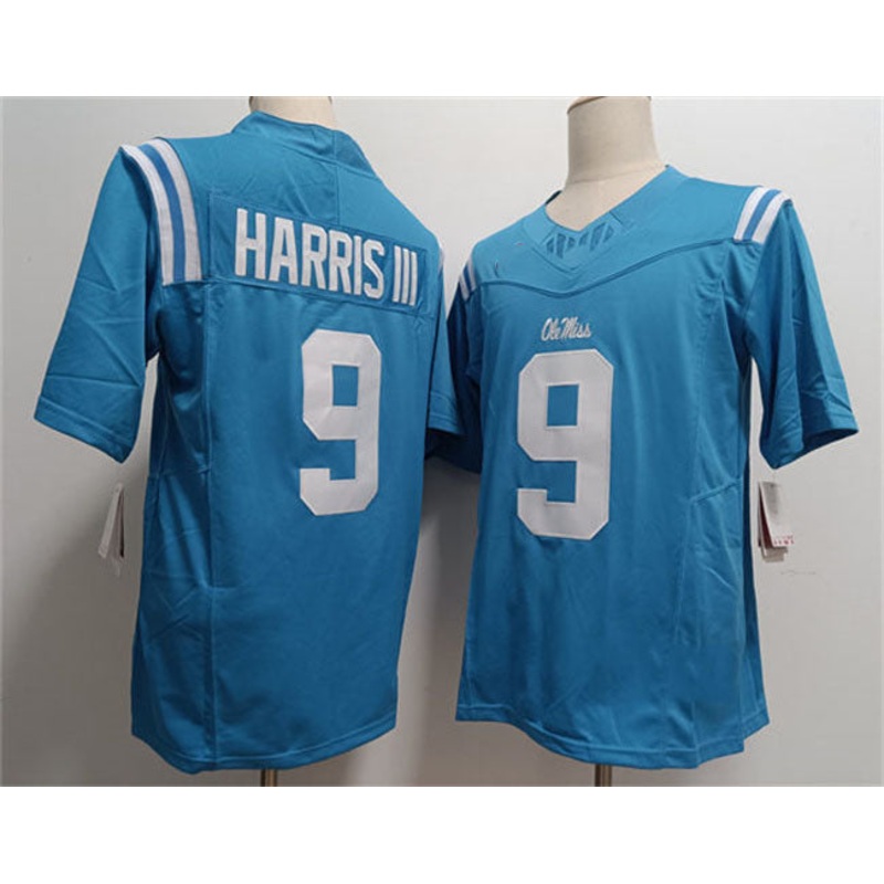 O.Miss Rebels #9 Tres Harris III Powder Blue F.U.S.E. Stitched Football American College Jerseys