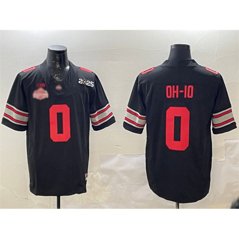 O.State Buckeyes #0 OH-IO Black 2025 CFP Final With National Champions Patch F.U.S.E. Vapor Limited Stitched Football American College Jerseys