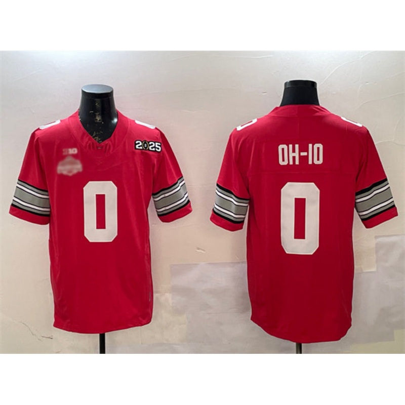 O.State Buckeyes #0 OH-IO Red 2025 CFP Final With National Champions Patch F.U.S.E. Vapor Limited Stitched Football American College Jerseys