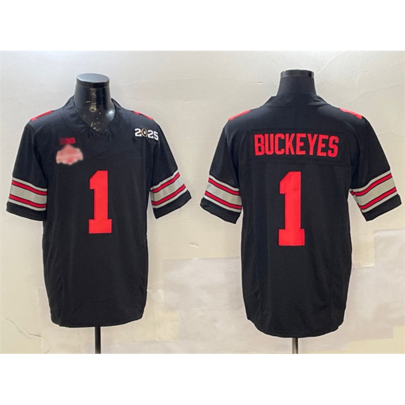 O.State Buckeyes #1 Buckeyes Black 2025 CFP Final With National Champions Patch F.U.S.E. Vapor Limited Stitched Football American College Jerseys