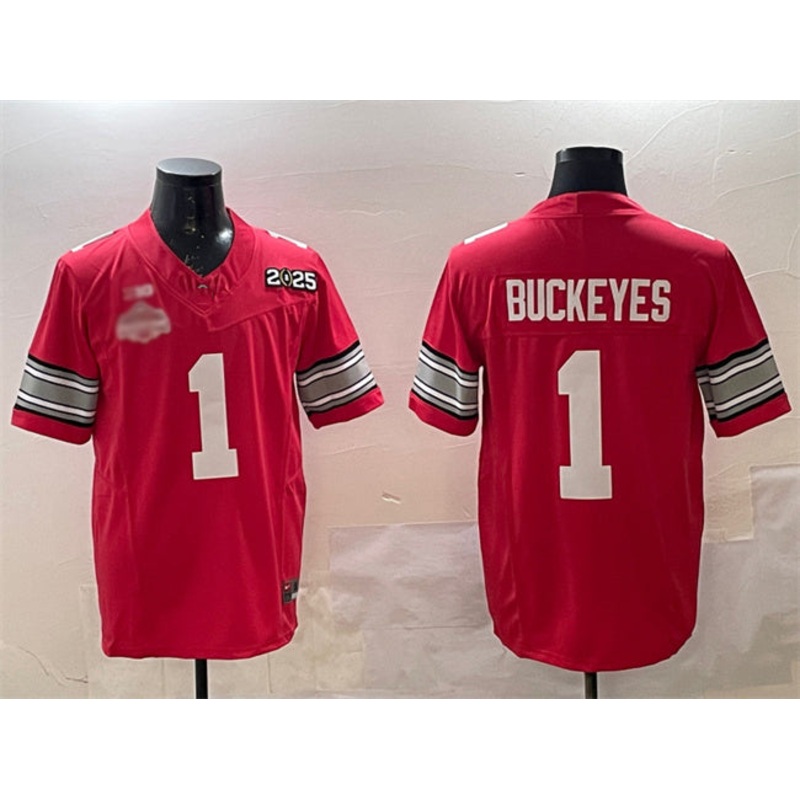O.State Buckeyes #1 Buckeyes Red 2025 CFP Final With National Champions Patch F.U.S.E. Vapor Limited Stitched Football American College Jerseys