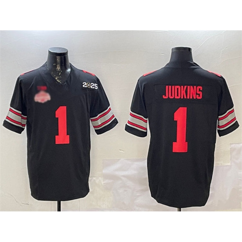 O.State Buckeyes #1 Quinshon Judkins Black 2025 CFP Final With National Champions Patch F.U.S.E. Vapor Limited Stitched Football American College Jerseys