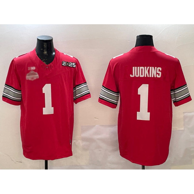 O.State Buckeyes #1 Quinshon Judkins Red 2025 CFP Final With National Champions Patch F.U.S.E. Vapor Limited Stitched Football American College Jerseys