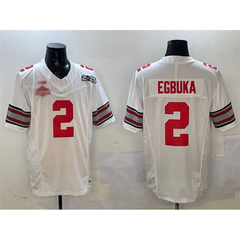 O.State Buckeyes #2 Emeka Egbuka White 2025 CFP Final With National Champions Patch F.U.S.E. Vapor Limited Stitched Football American College Jerseys