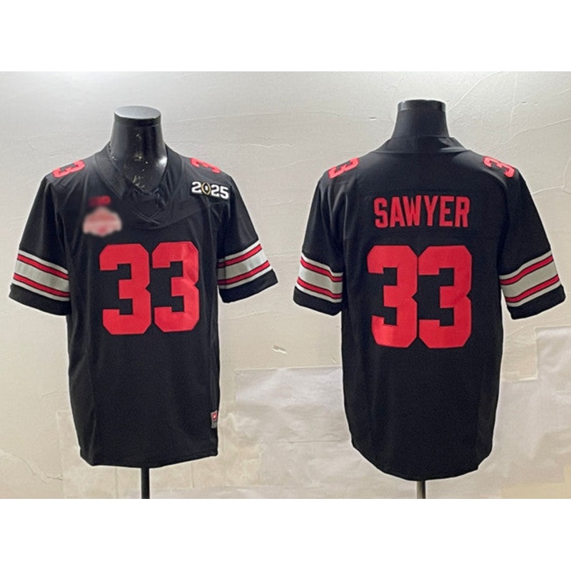 O.State Buckeyes #33 Jack Sawyer Black 2025 CFP Final With National Champions Patch F.U.S.E. Vapor Limited Stitched Football American College Jerseys