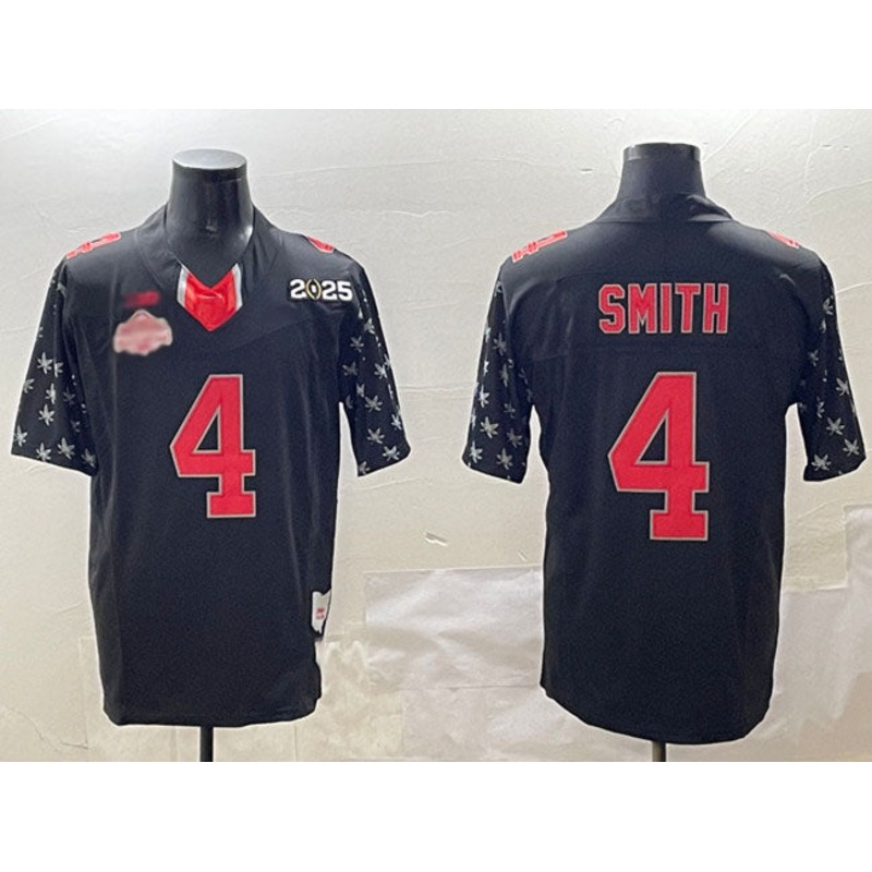 O.State Buckeyes #4 Jeremiah Smith Black 2025 CFP Final With National Champions Patch F.U.S.E. Vapor Limited Stitched Football American College Jerseys