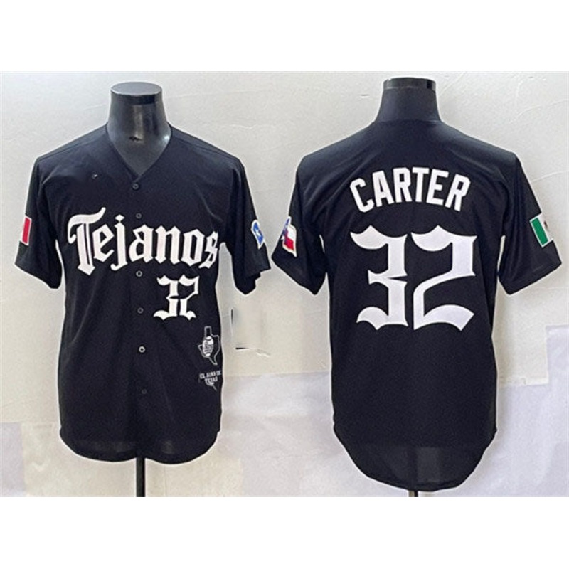 Texas Rangers #32 Evan Carter Black Mexico 2025 Vapor Premier Limited Stitched Baseball Jersey