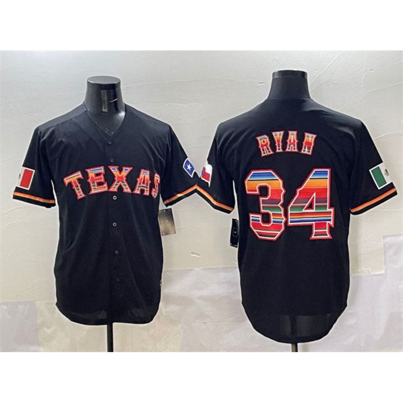 Texas Rangers #34 Nolan Ryan Black Mexico Limited Stitched Baseball Jersey