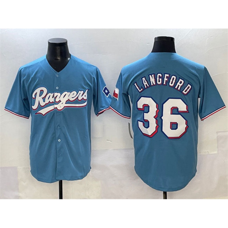 Texas Rangers #36 Wyatt Langford Blue Limited Stitched Baseball Jersey