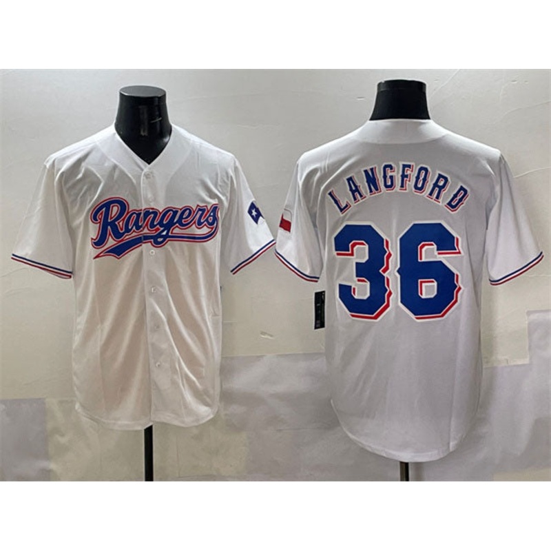 Texas Rangers #36 Wyatt Langford White Cool Base Stitched Baseball Jersey