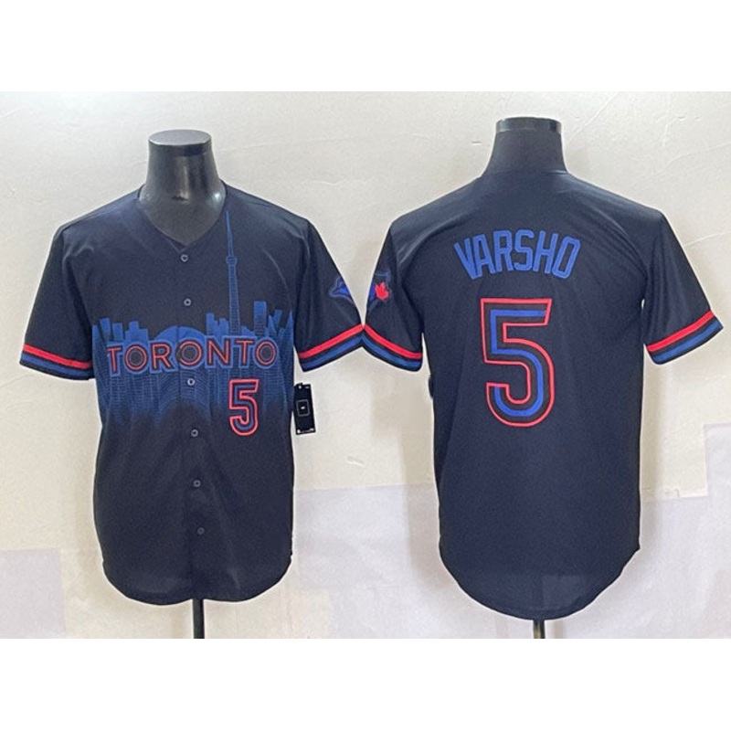 Toronto Blue Jays #5 Daulton Varsho Navy 2024 City Connect Limited Stitched Baseball Jersey