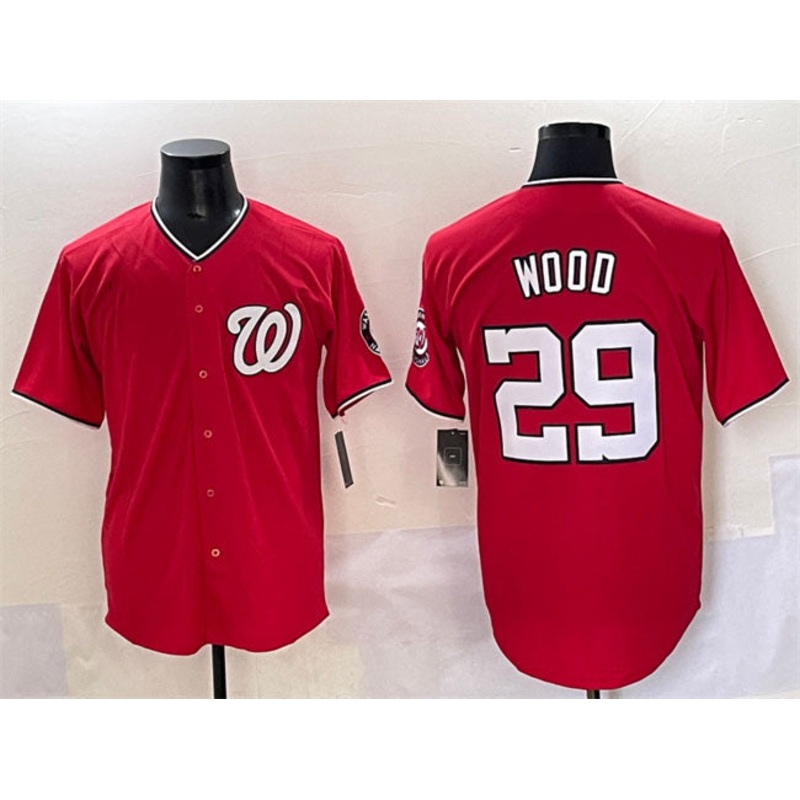 Washington Nationals #29 James Wood Red Limited Stitched Baseball Jersey