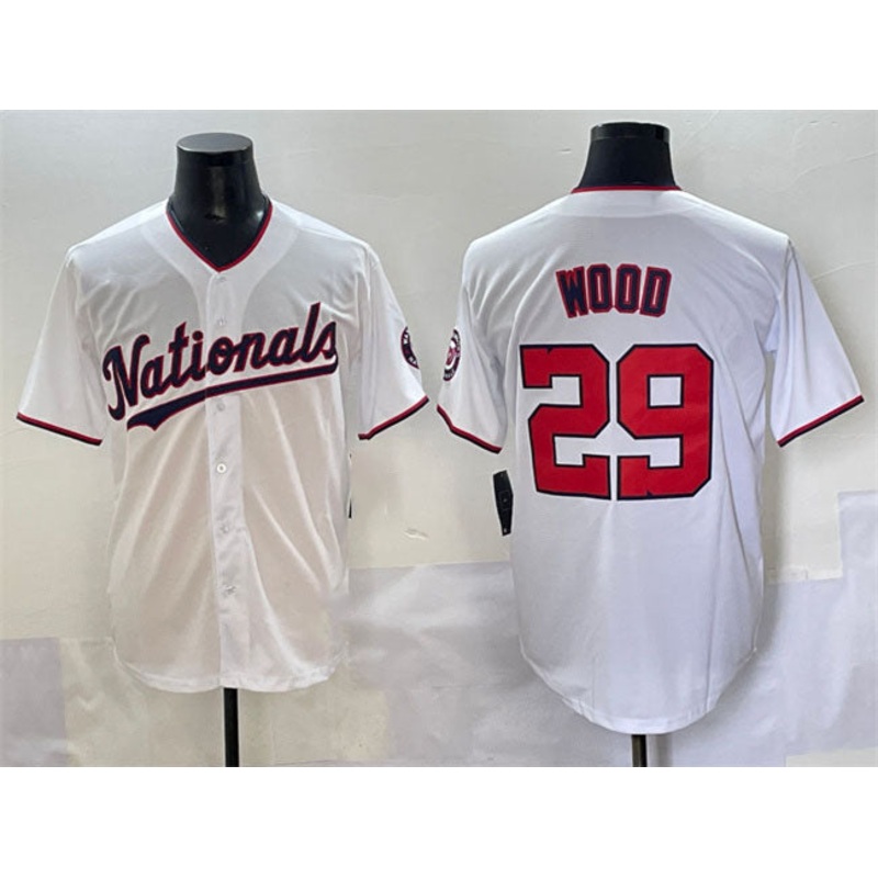 Washington Nationals #29 James Wood White Home Limited Stitched Baseball Jersey