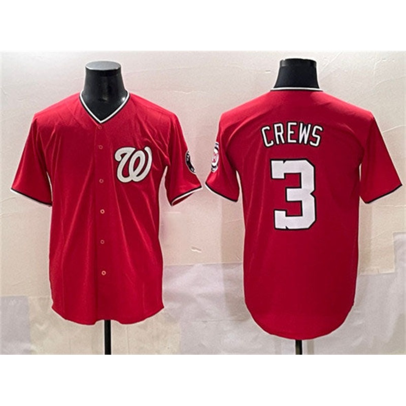 Washington Nationals #3 Dylan Crews Red Limited Stitched Baseball Jersey