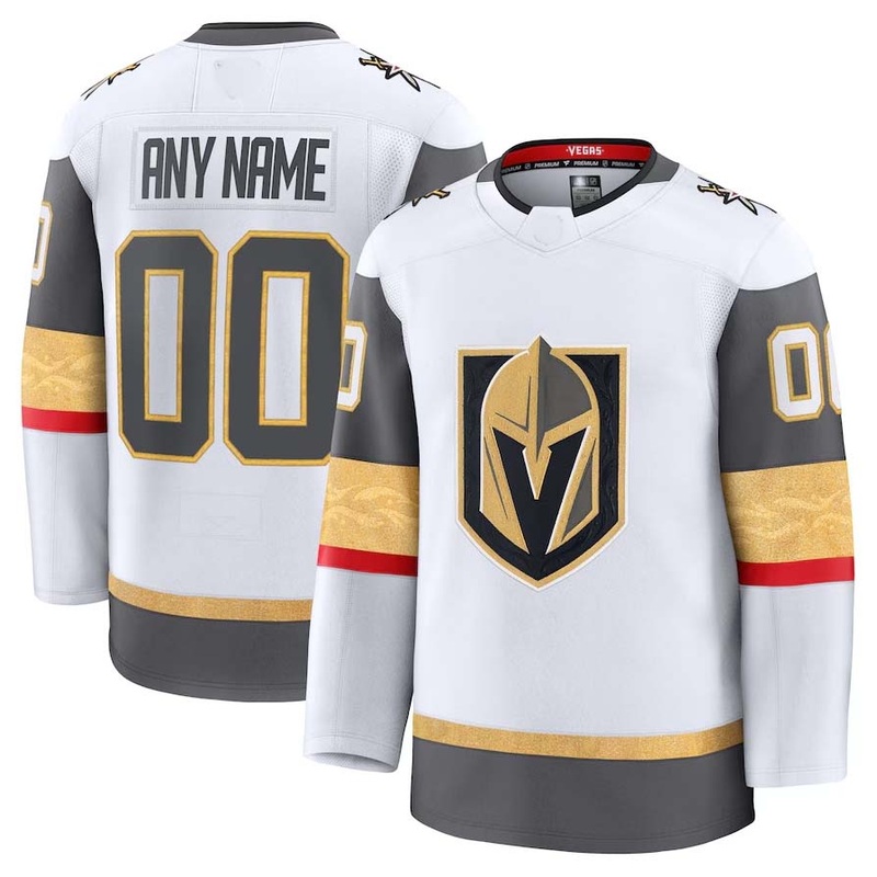 Custom V.Golden Knights Fanatics Away Premium Jersey – White Stitched American Hockey Jerseys