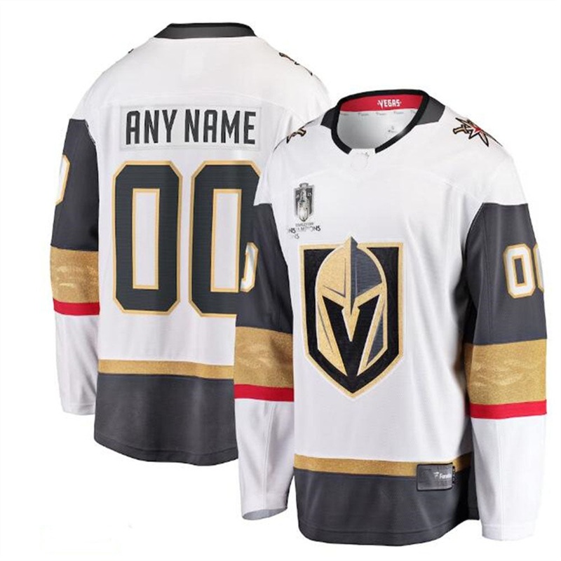 Custom V.Golden Knights Fanatics Branded 2023 Stanley Cup Champions Away Breakaway Custom Jersey – White Stitched American Hockey Jerseys