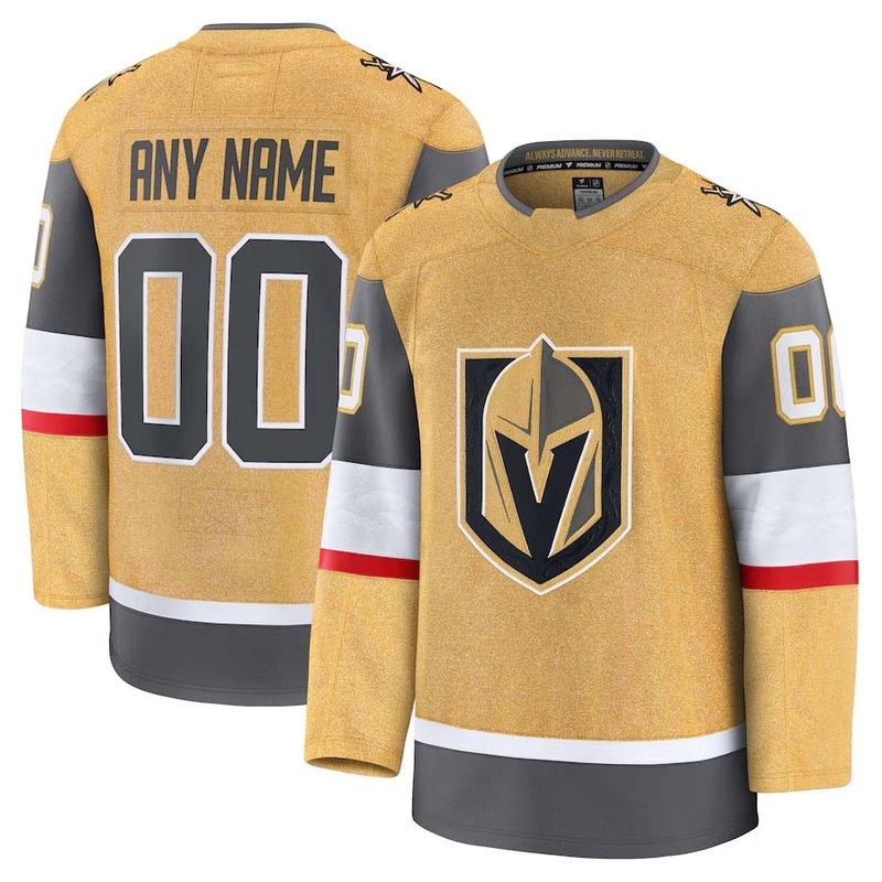 Custom V.Golden Knights Fanatics Home Premium Jersey – Gold Stitched American Hockey Jerseys