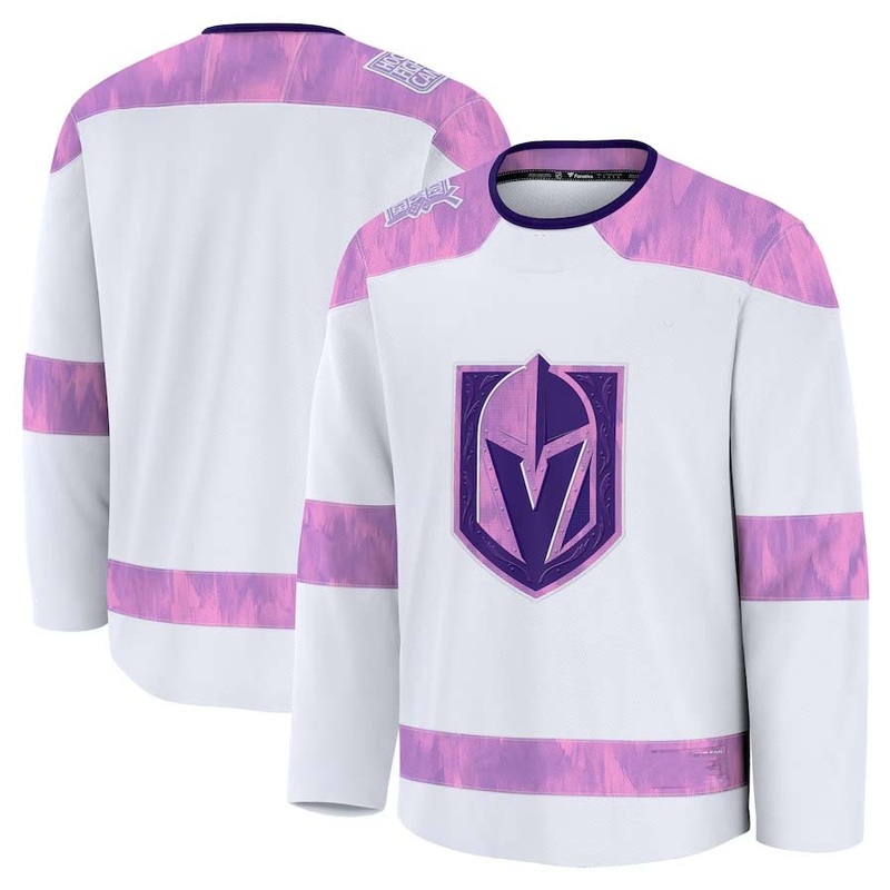 V.Golden Knights Fanatics 2024 Hockey Fights Cancer Practice Jersey – White Stitched American Hockey Jerseys