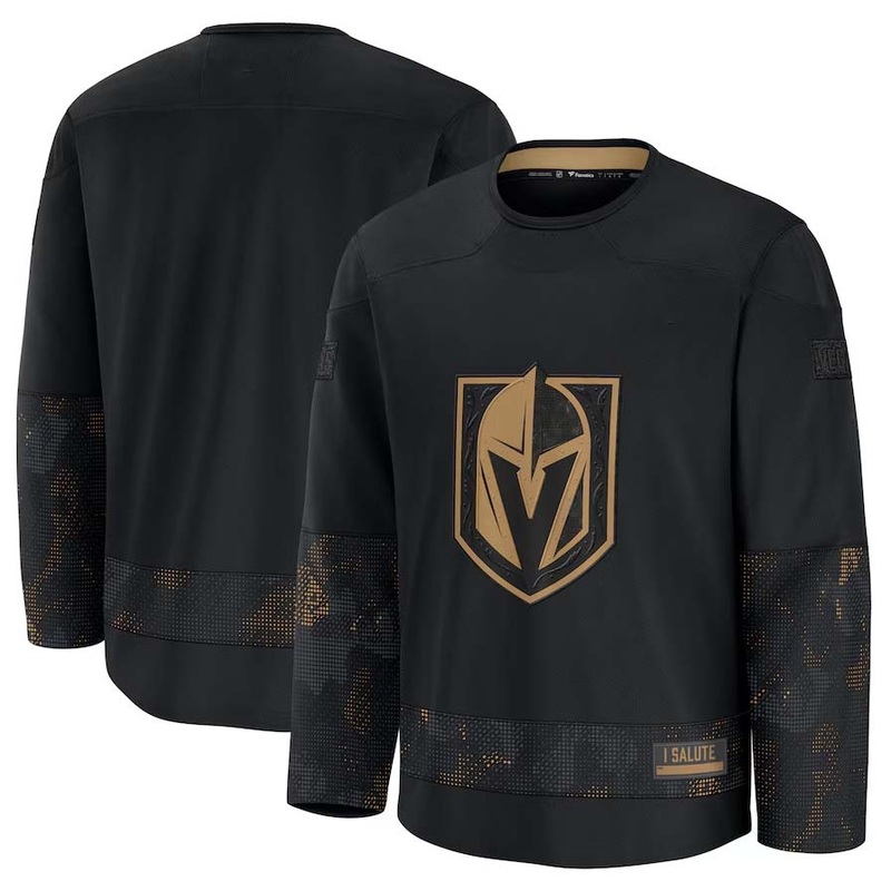 V.Golden Knights Fanatics 2024 Military Appreciation Practice Jersey – Black Stitched American Hockey Jerseys