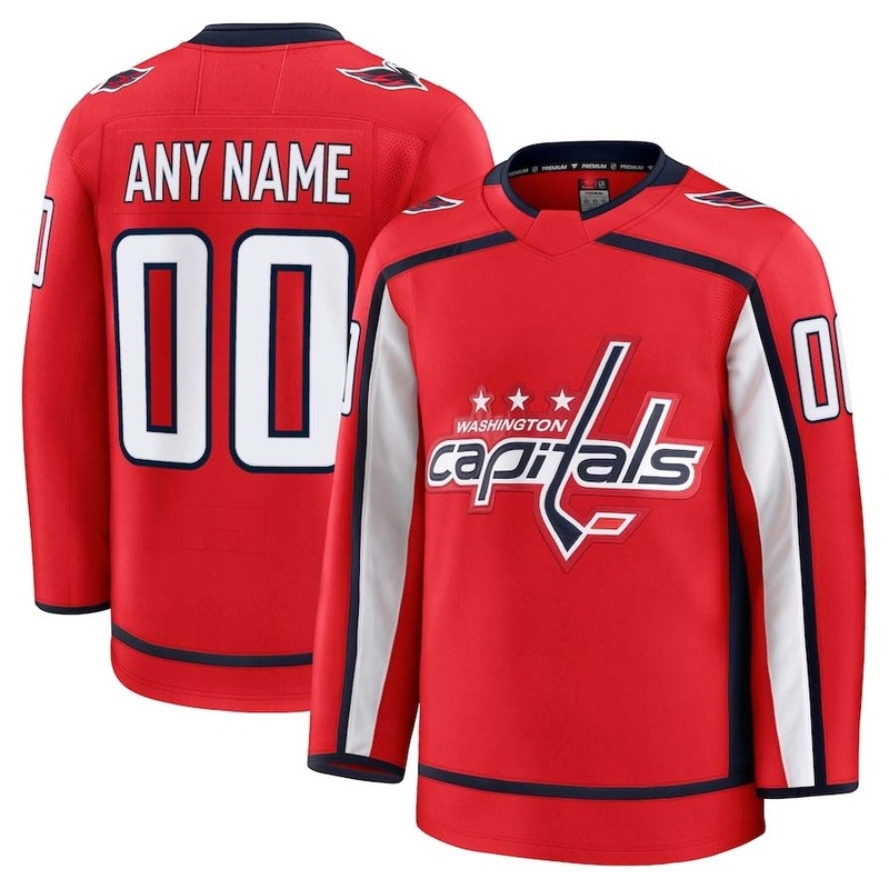 Custom W.Capitals Fanatics Home Premium Jersey – Red Stitched American Hockey Jerseys