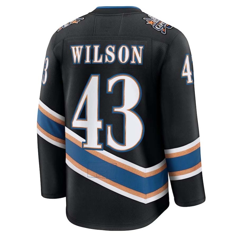 W.Capitals #43 Tom Wilson Fanatics Alternate 50th Anniversary Premium Jersey – Black Stitched American Hockey Jerseys