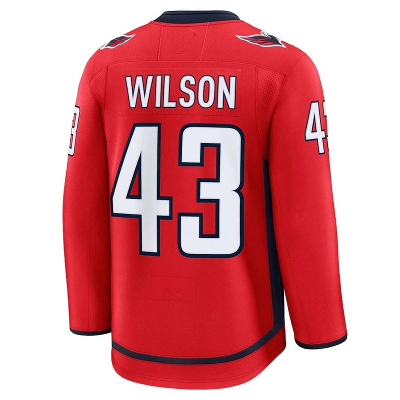 W.Capitals #43 Tom Wilson Fanatics Home Premium Jersey – Red Stitched American Hockey Jerseys