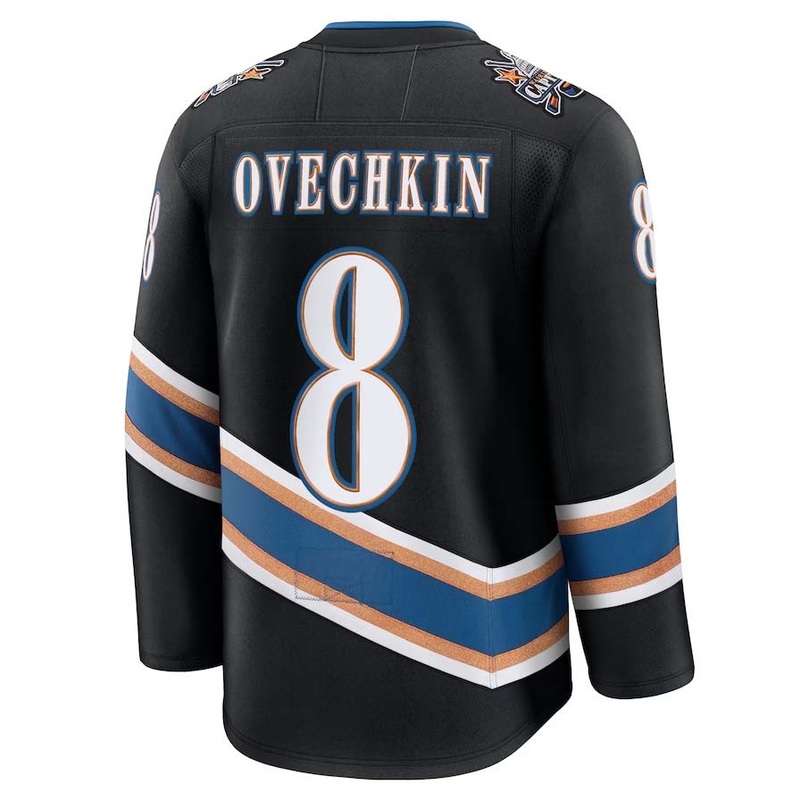 W.Capitals #8 Alexander Ovechkin Fanatics Alternate 50th Anniversary Premium Jersey – Black Stitched American Hockey Jerseys